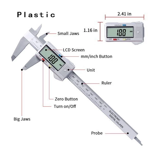 150mm or 15 cm LCD Digital Electronic Carbon Fiber Vernier Caliper Gauge Micrometer