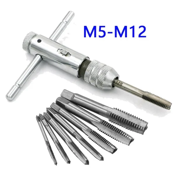 Reversible Screwdriver Tap Holder 6pcs Screw Tap Wrench Set T Shaped M5 M12 M3 M8Wrench Threading Tapping Hand Tools