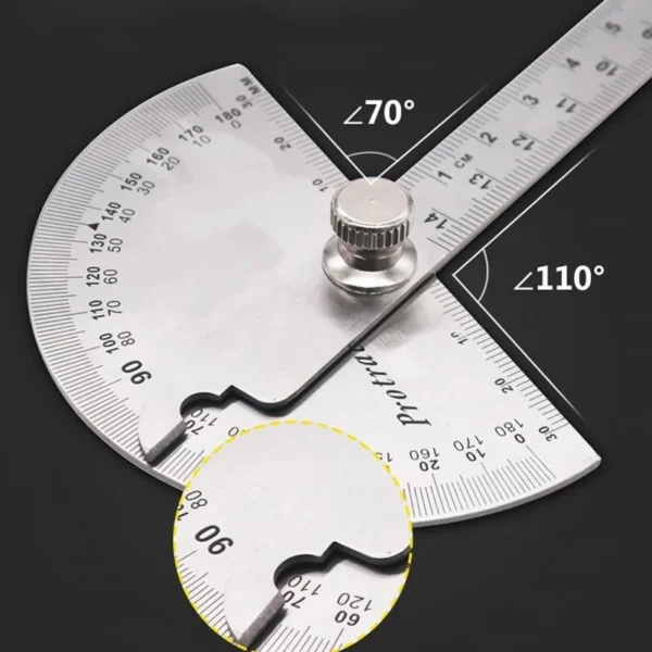 New Stainless Steel 180 Degree Protractor Angle Ruler Rotary Measuring Tool