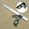Square Ruler Set Kit 300mm Adjustable Engineers Combination Try None Right Angle Ruler with Spirit Level and Scriber