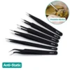 ESD Anti Static Stainless Steel Tweezers Precision Maintenance Industrial Repair Curved Tool Home Working Model Making Hand Tool
