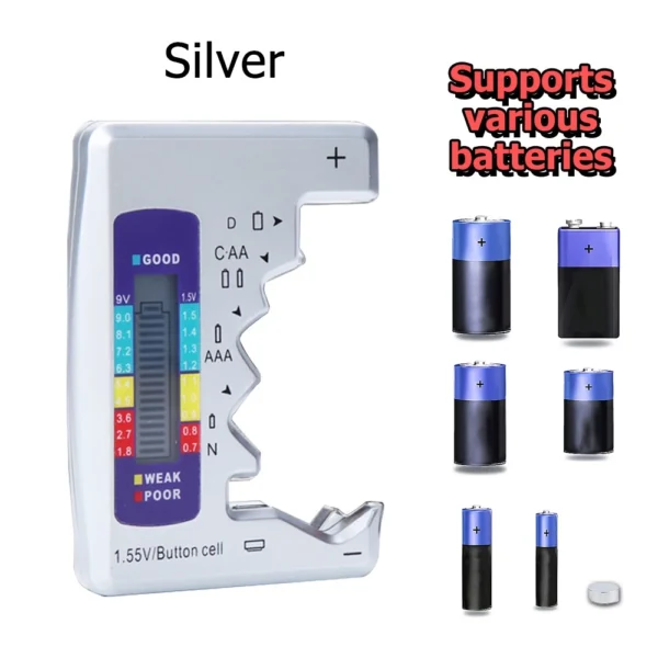 AA AAA C D 9V 1 5V Digital Battery Meter Universal Button Cell Battery Volt Tester Checker