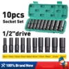 10PCS  14PCS Long Impact Socket Set Black Deep Box Set Tool Set Socket Wrench Set Tool Converter Reducer