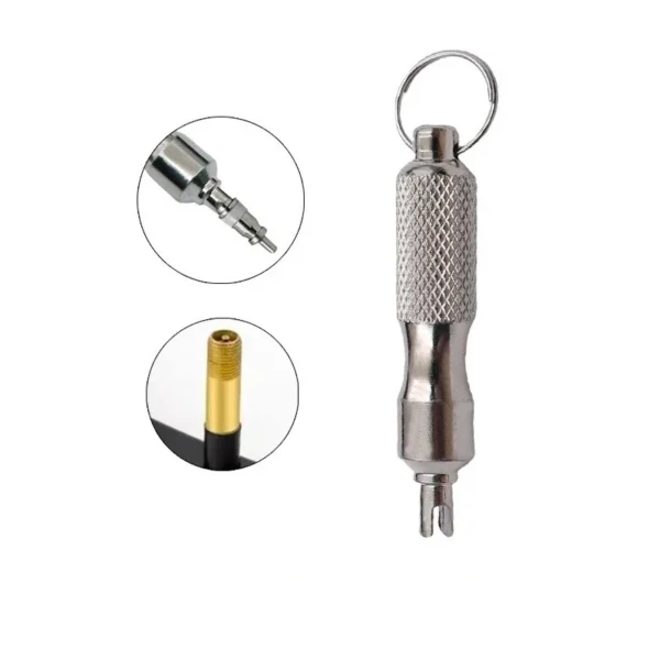 Universal Tire Repair Screwdriver Antirust Stainless Steel Tyre Valve Core Remover Tool with Key Ring Tire Valve Wrench