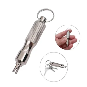 Universal Tire Repair Screwdriver Antirust Stainless Steel Tyre Valve Core Remover Tool with Key Ring Tire Valve Wrench
