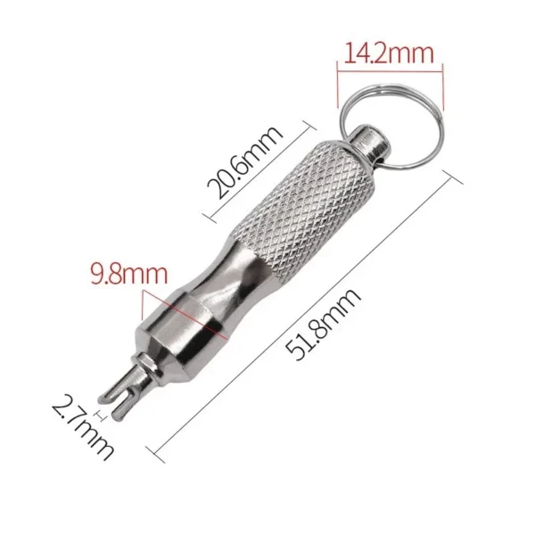 Universal Tire Repair Screwdriver Antirust Stainless Steel Tyre Valve Core Remover Tool with Key Ring Tire Valve Wrench