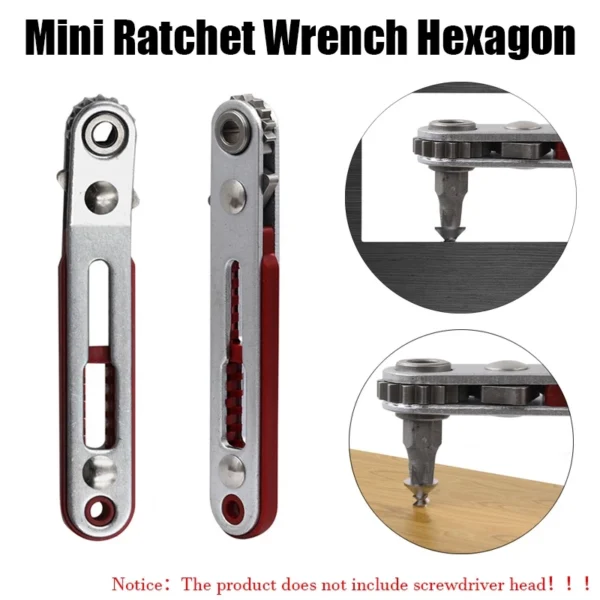 1pc Mini Torx Hex Ratchet Wrench Bidirectional Control For Single Double Head Screwdriver Bits Tool 6 35mm
