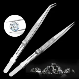 Stainless Steel Diamond Jewelry Tweezers Adjustable Non slip Lock Gemstone Tweezers Hand Tools