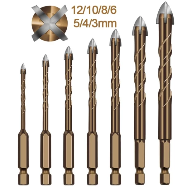 Cross Hex Hole Saw Tile Glass Cement Metal Ceramic Wood Plastic Alloy Triangle Drill Bit Size 3mm 4mm 5mm 6mm 8mm 10mm 12mm