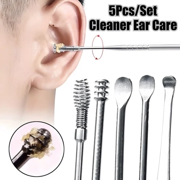 5Pcs Stainless Wax Curette Remover Cleaner Ear Care