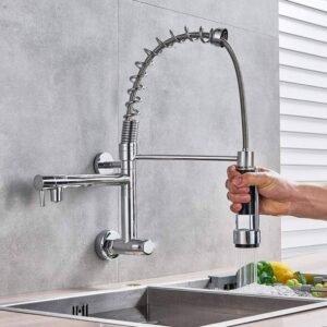 46.jpg Silver Spout Spring In Wall Faucet